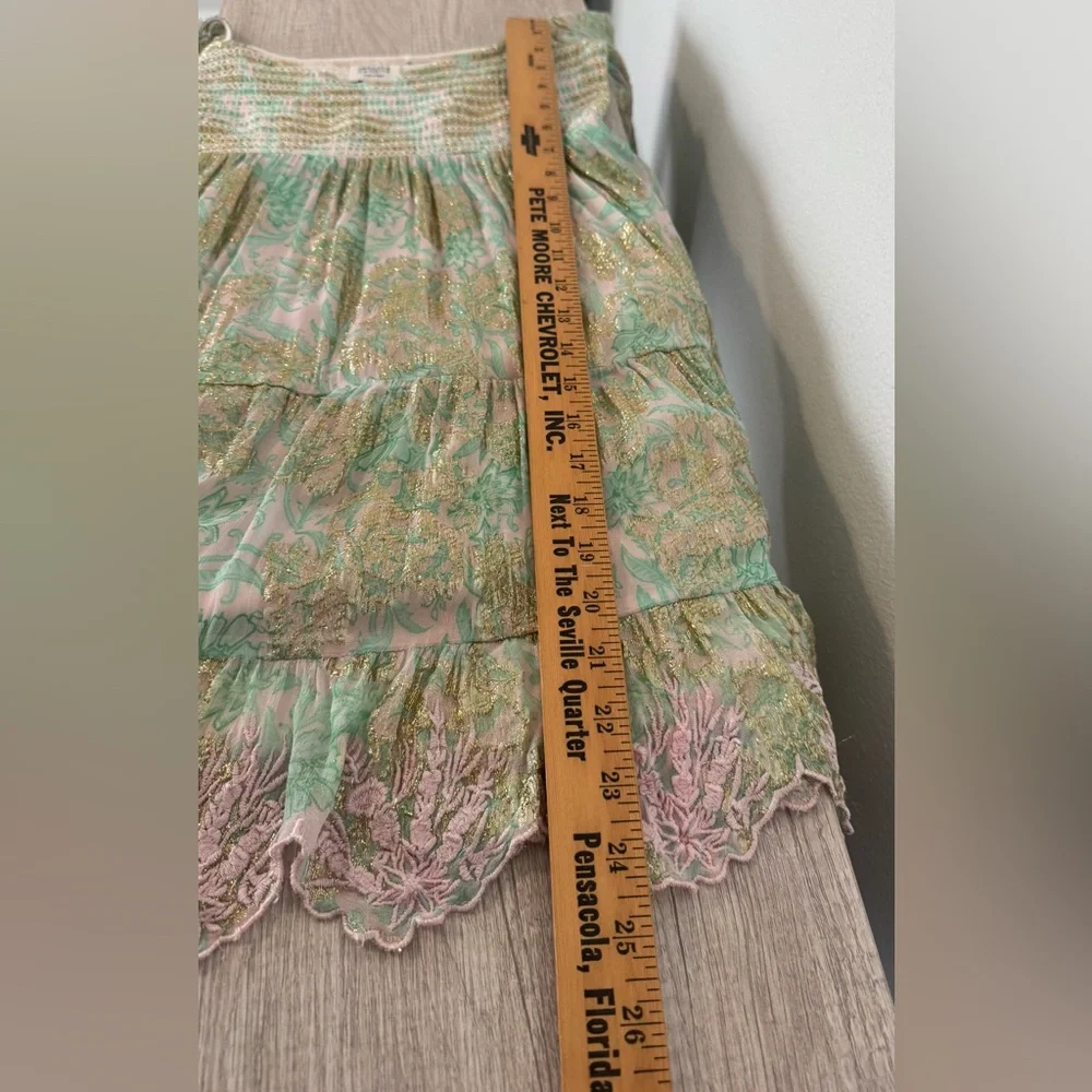 HEMANT & NANDITA Sidra Mini Dress Metallic Babydoll Flowy Sleeves XS ^FLAW* - Picture 6 of 11